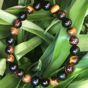 Multi Tiger Eye Stretch Bracelet multicolor red, blue, brown/yellow